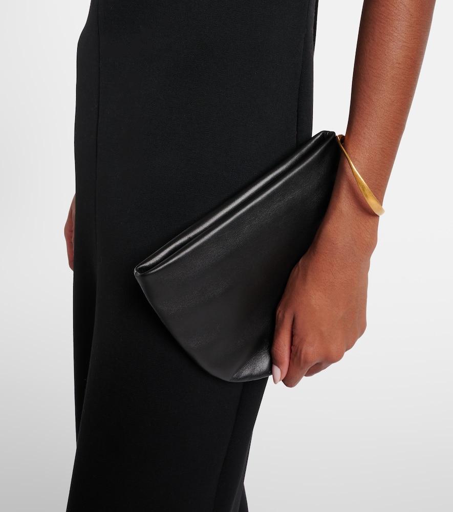 The Row Geo Leather Clutch In Black