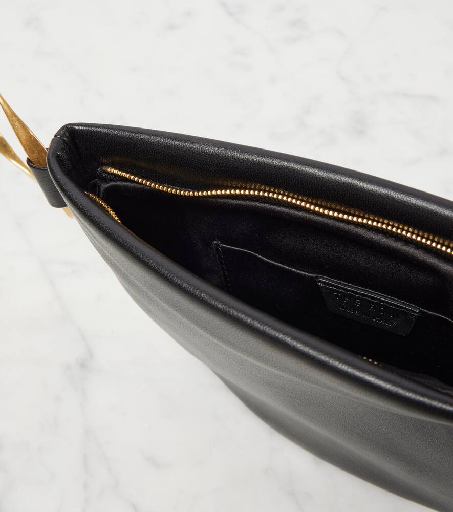 The Row Geo Leather Clutch In Black