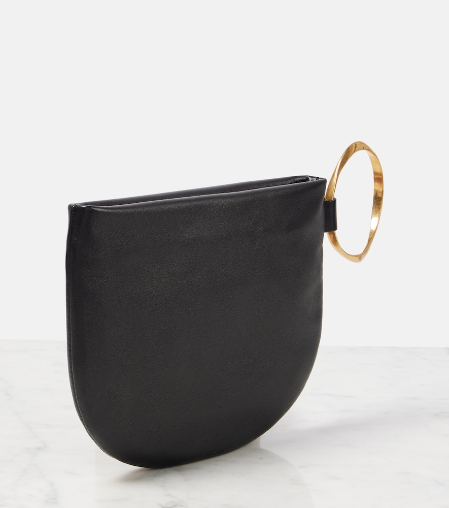 The Row Geo Leather Clutch In Black