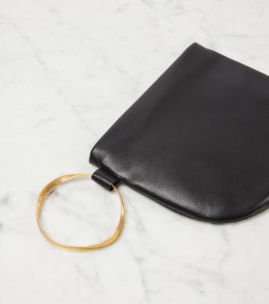 The Row Geo Leather Clutch In Black