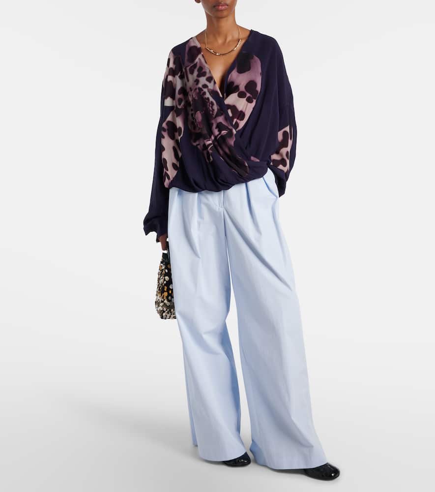 Dries Van Noten Cotton Wide-leg Pants In Blue