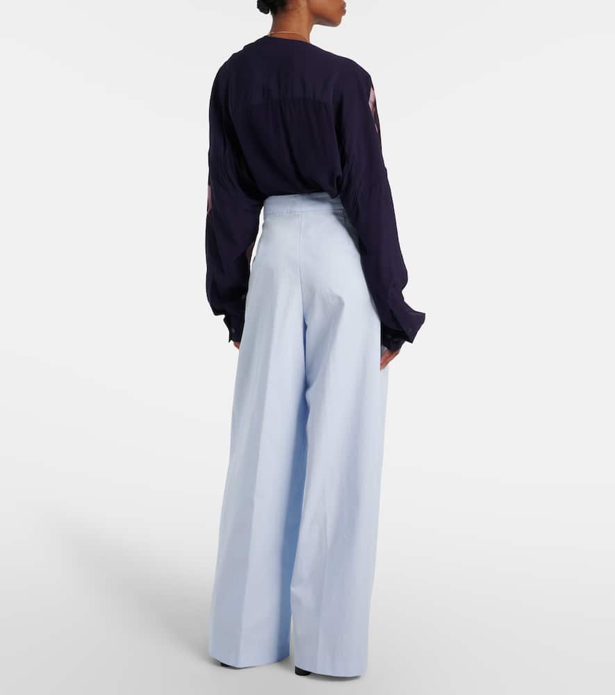 Dries Van Noten Cotton Wide-leg Pants In Blue