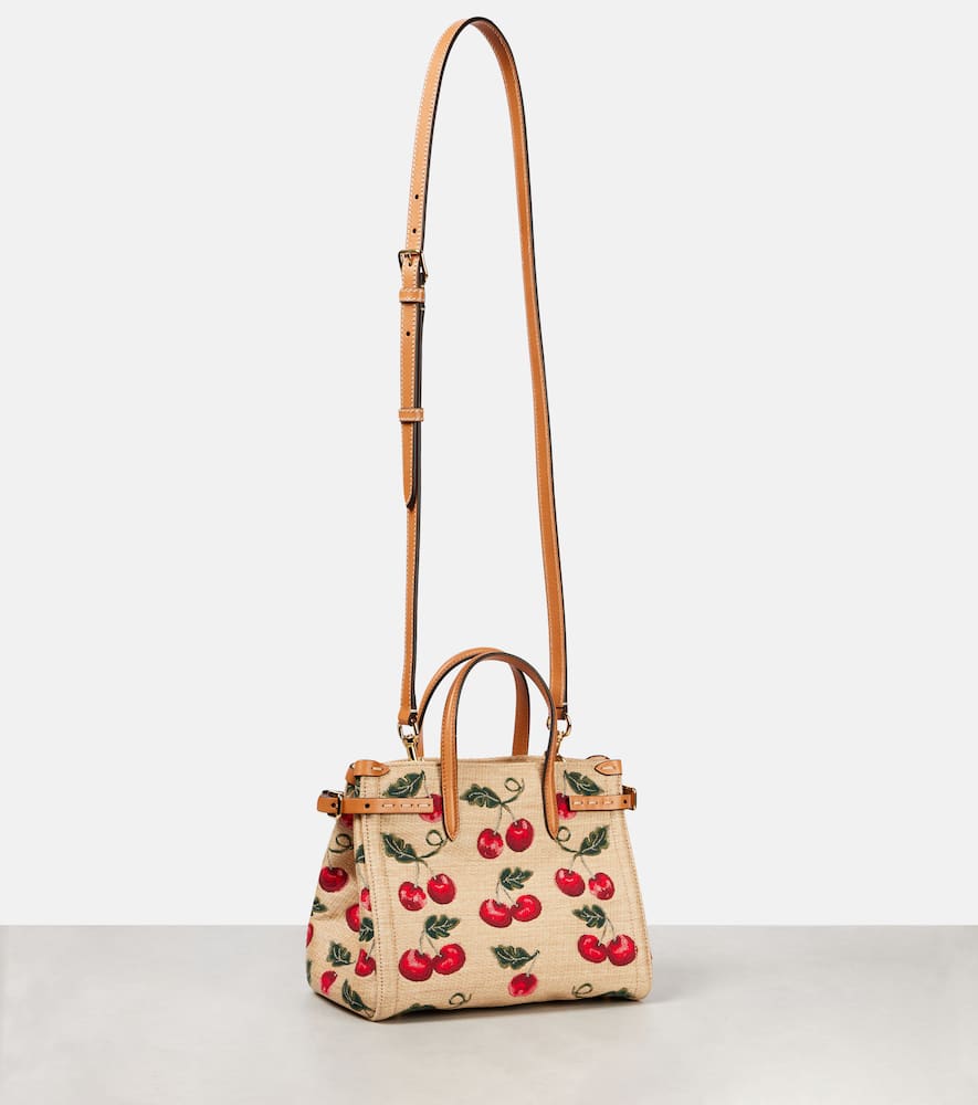Shop Valentino Antibes Cherryfic Small Jacquard Tote Bag In Beige