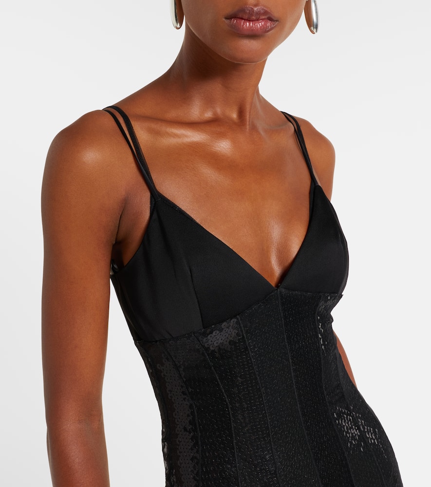 David Koma Sequined Tulle And Satin Gown In Black