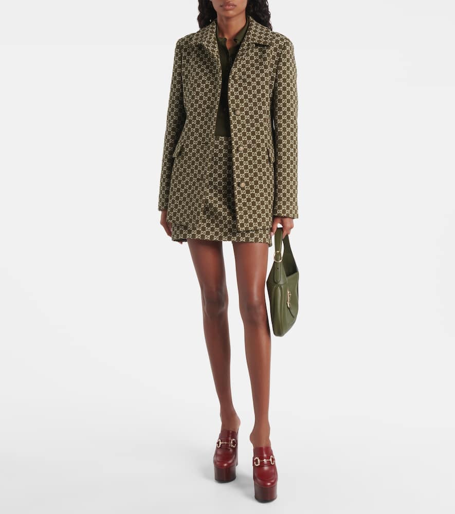 Gucci Gg Tweed Blazer In Green