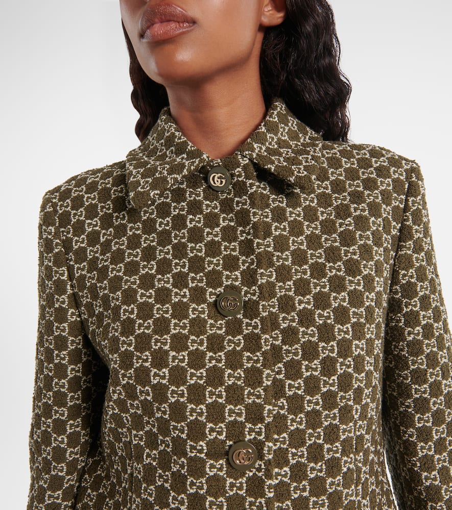 Gucci Gg Tweed Blazer In Green