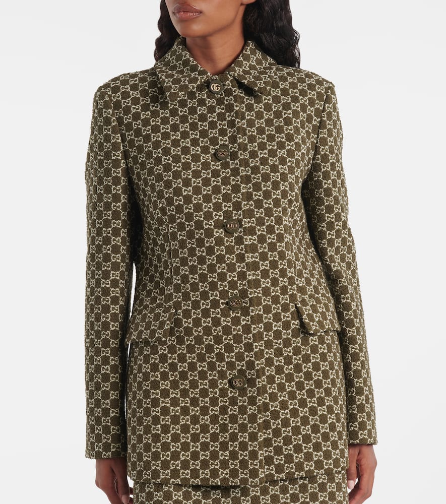 Gucci Gg Tweed Blazer In Green