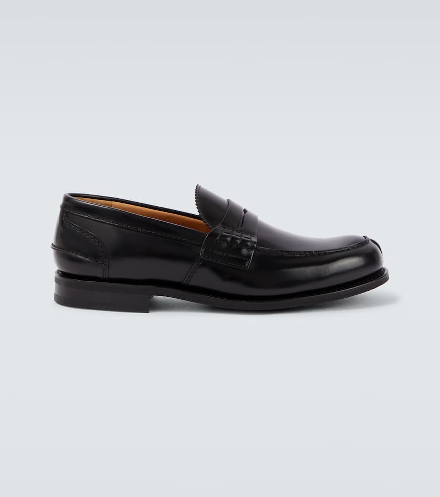 Church's Penny Strap Loafers With Round Toe Stitching In Black