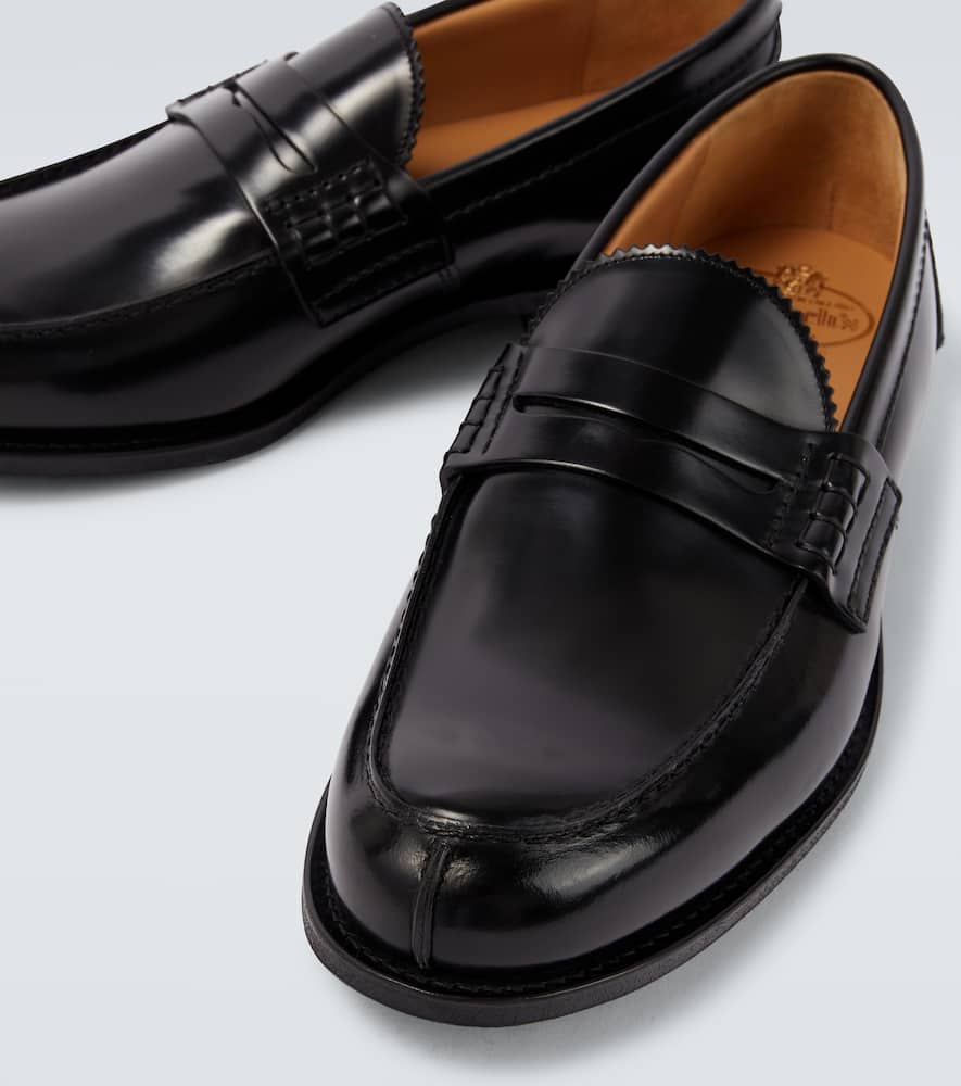 Church's Penny Strap Loafers With Round Toe Stitching In Black