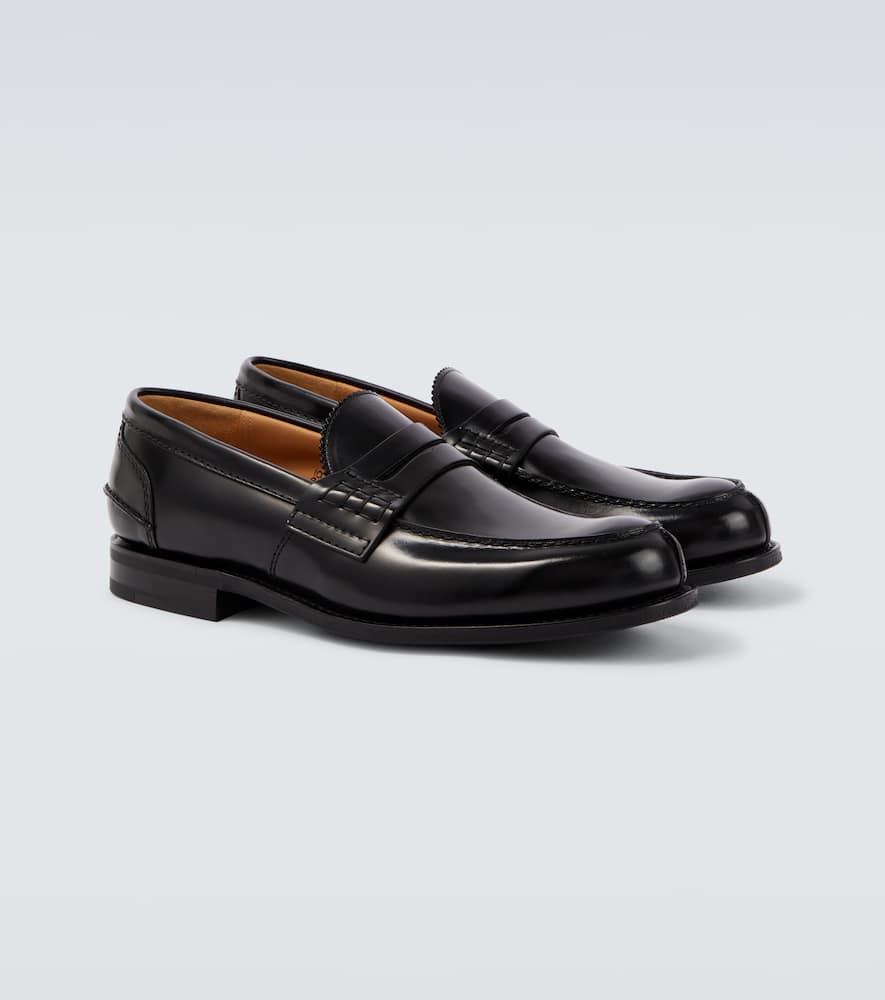 Church's Penny Strap Loafers With Round Toe Stitching In Black