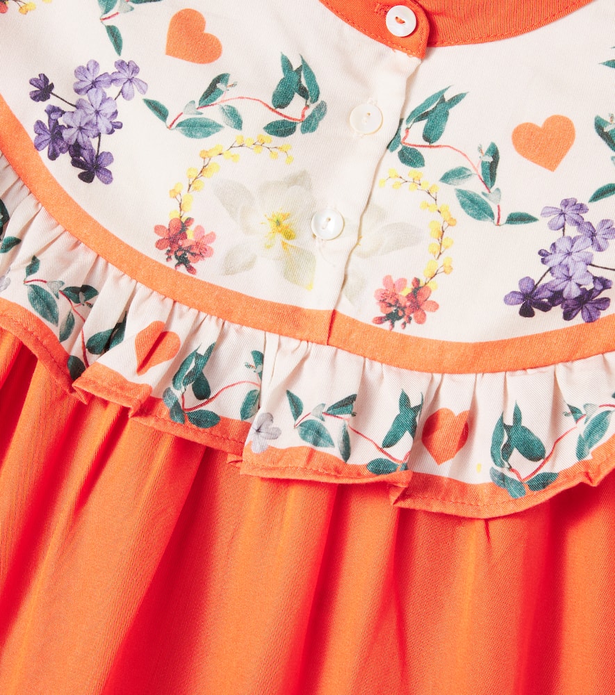 Molo Cibbe Floral Ruched Dress In Orange