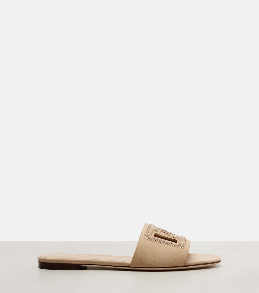  Dolce&gabbana Dolce&gabbana Dg Crystal-embellished Suede Slides 