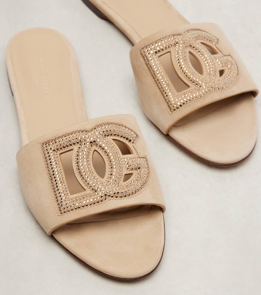Dolce&Gabbana DG crystal-embellished suede slides