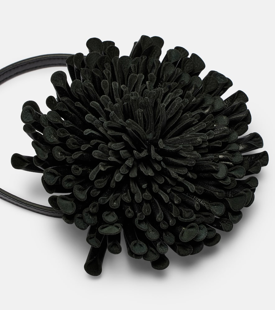 Alaïa Flower Leather Necklace In Black