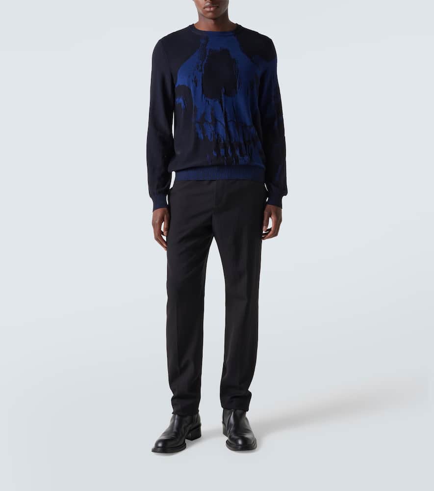 Alexander Mcqueen Merino Wool Exploded Skull Jumper
