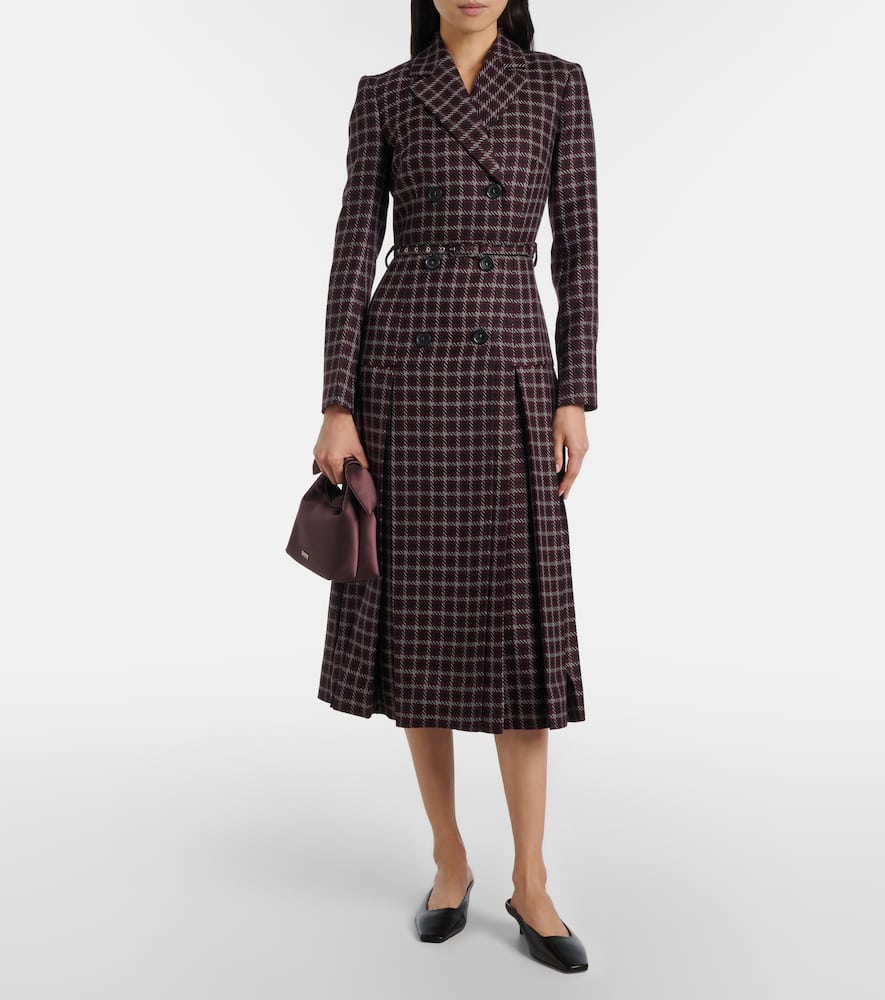 Emilia Wickstead Chaney Houndstooth Wool-blend Midi Dress In Burgundy