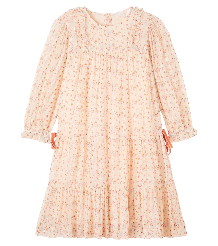 Louise Misha Nyna Ruffle-trimmed Lamé Dress In Orange