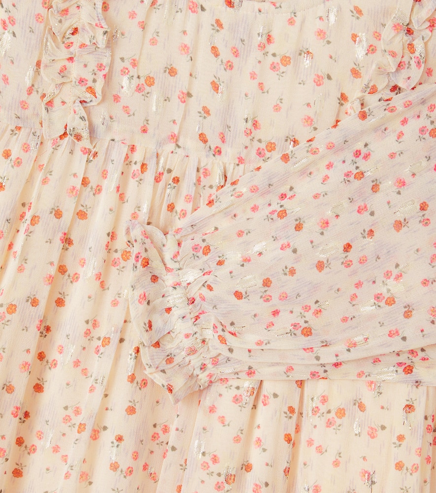 Louise Misha Nyna Ruffle-trimmed Lamé Dress In Orange