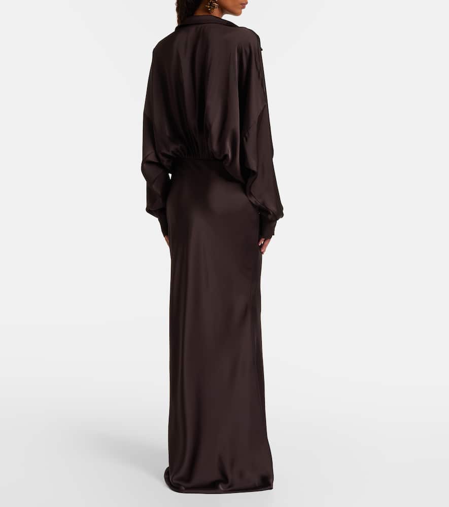 Norma Kamali Satin Gown In Brown