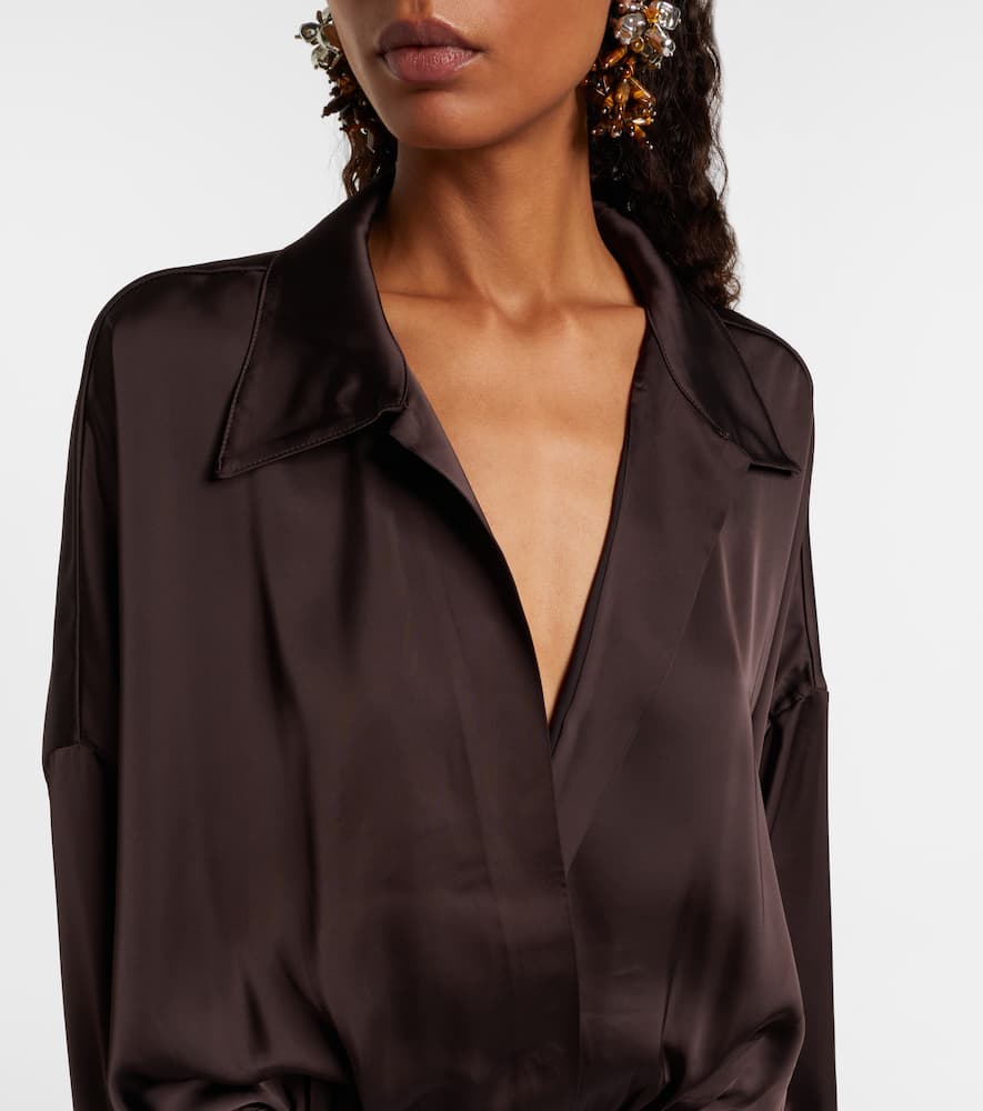 Norma Kamali Satin Gown In Brown