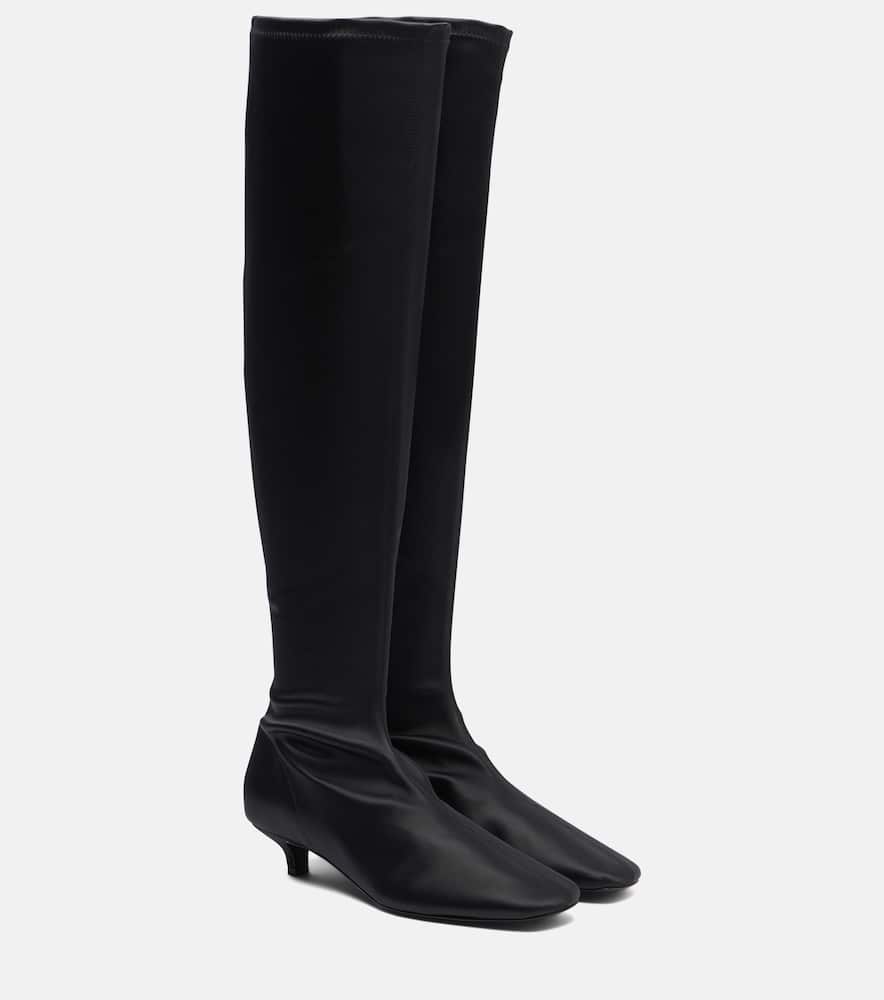Totême Satin Knee-high Boots In Black