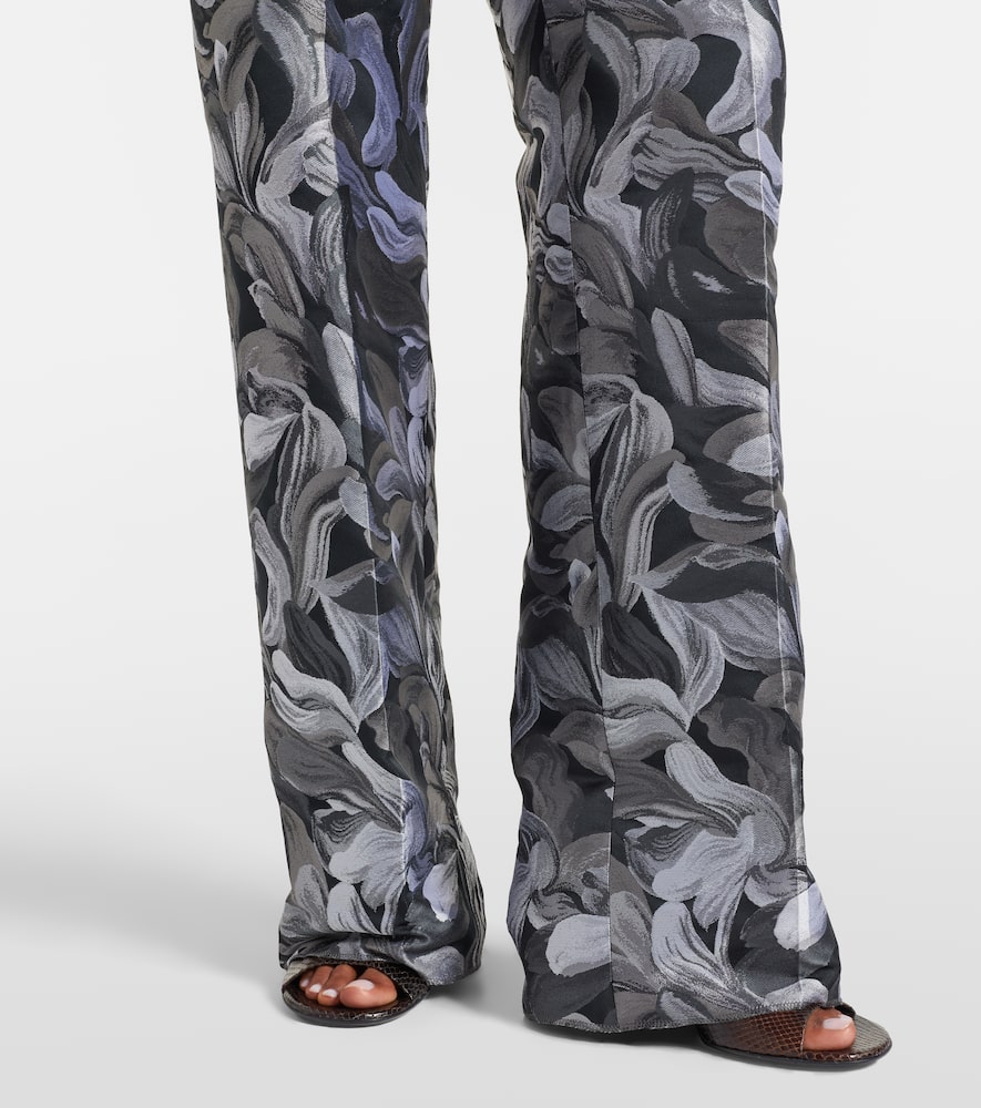 Dries Van Noten Jacquard High-rise Wool Straight Pants In Black