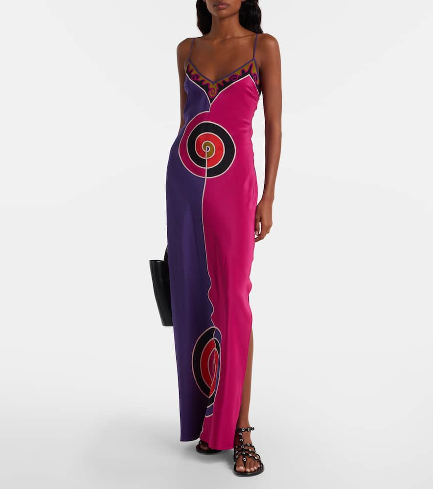 Pucci Printed Silk Crêpe De Chine Maxi Dress In Animal Print