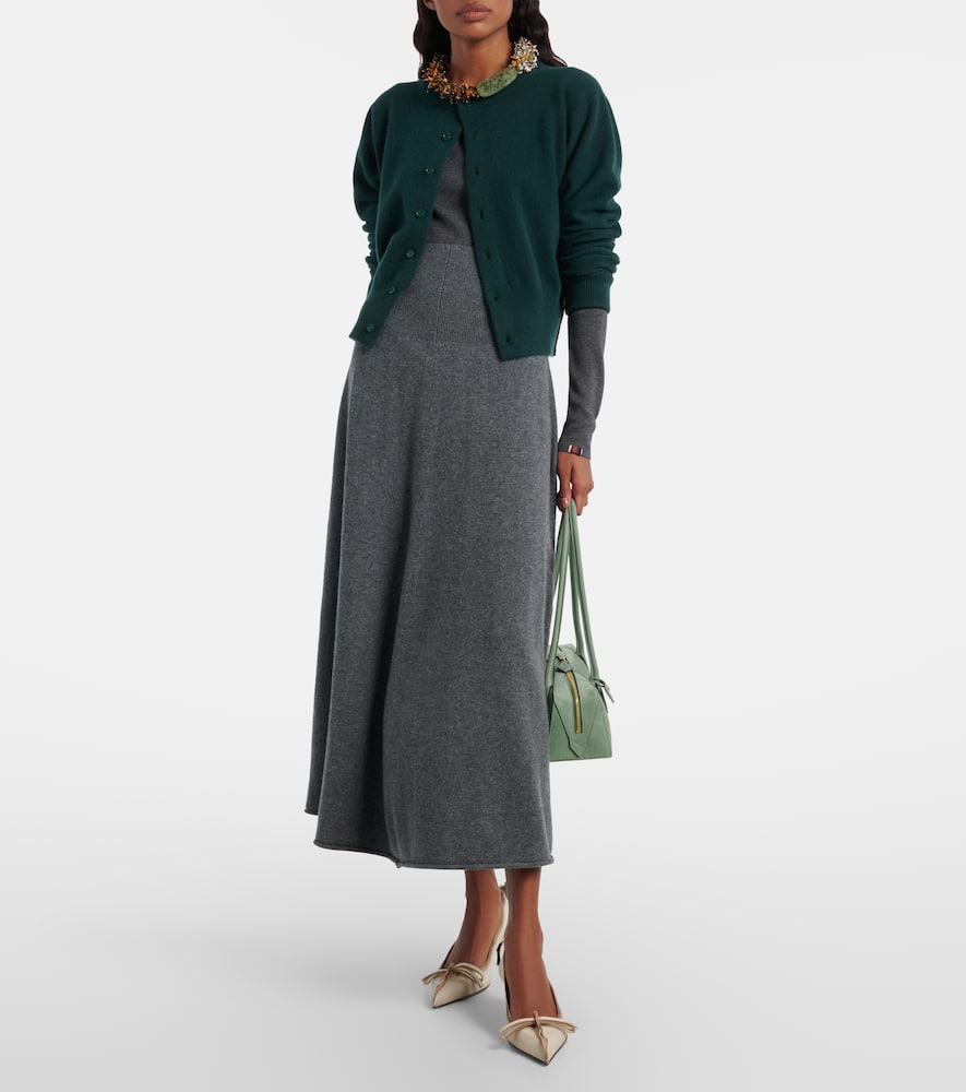Extreme Cashmere N°388 Ease Cashmere-blend Maxi Skirt In Green