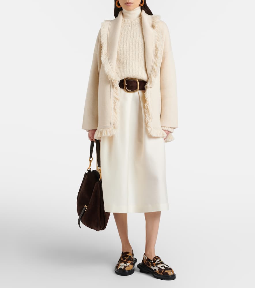 Alanui Finest Fringed Cashmere And Cotton Cardigan In Neutral