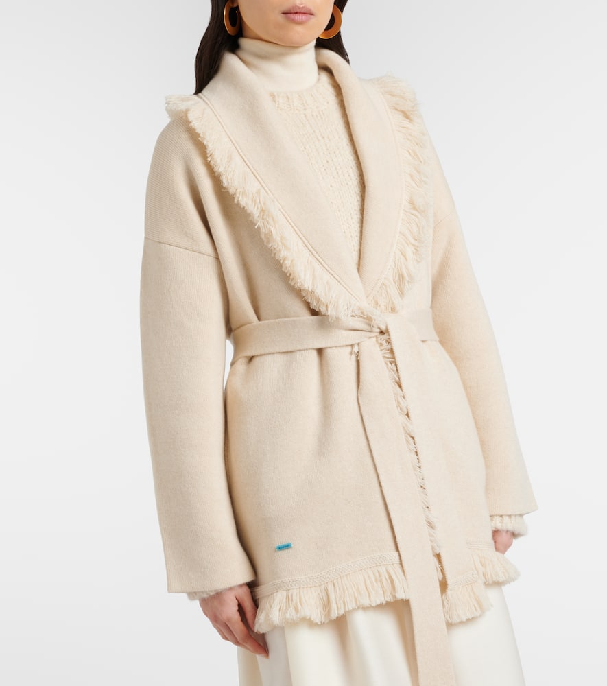 Alanui Finest Fringed Cashmere And Cotton Cardigan In Neutral