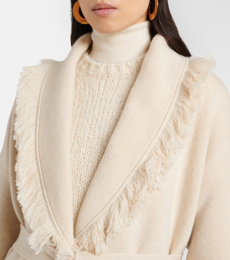 Alanui Finest Fringed Cashmere And Cotton Cardigan In Neutral