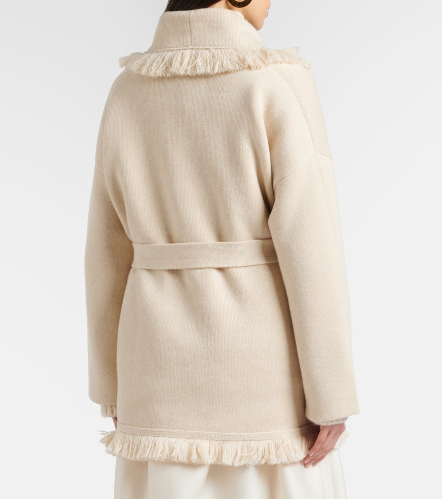 Alanui Finest Fringed Cashmere And Cotton Cardigan In Neutral