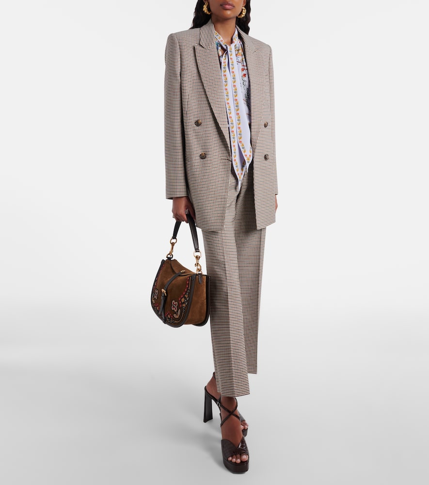 Etro Checked wool-blend cropped flared pants