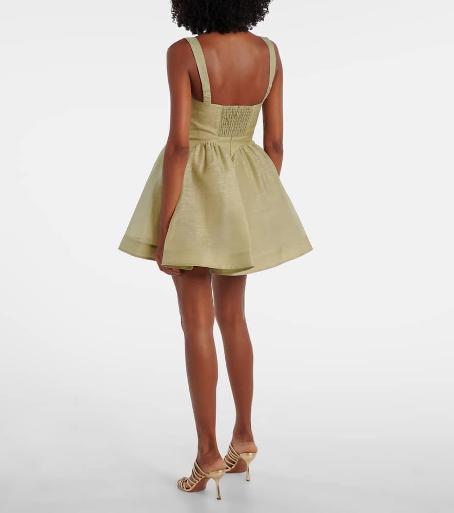 Zimmermann Rebellion Linen And Silk Organza Minidress In Animal Print