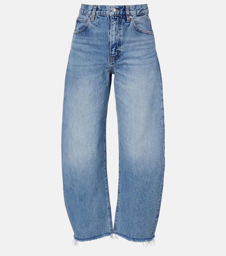 Frame Bubble cropped barrel-leg jeans