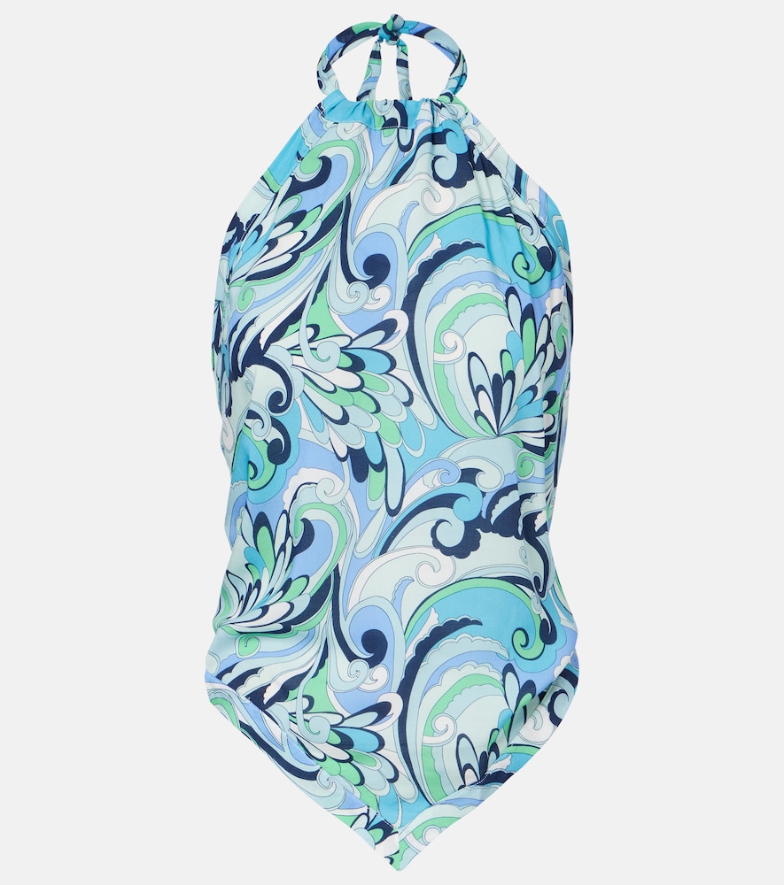 Melissa Odabash Raya Printed Halterneck Top In Blue