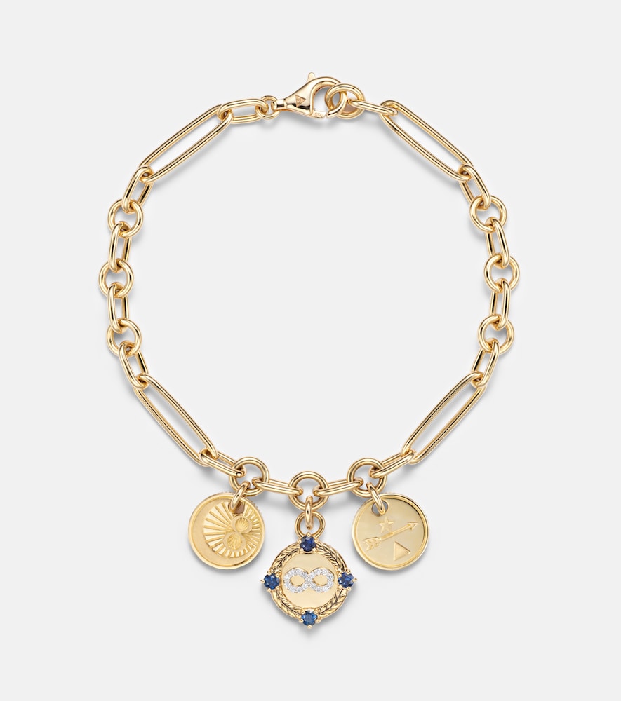 Foundrae Infinite Gratitude 18kt Gold Bracelet With Diamonds And Sapphires