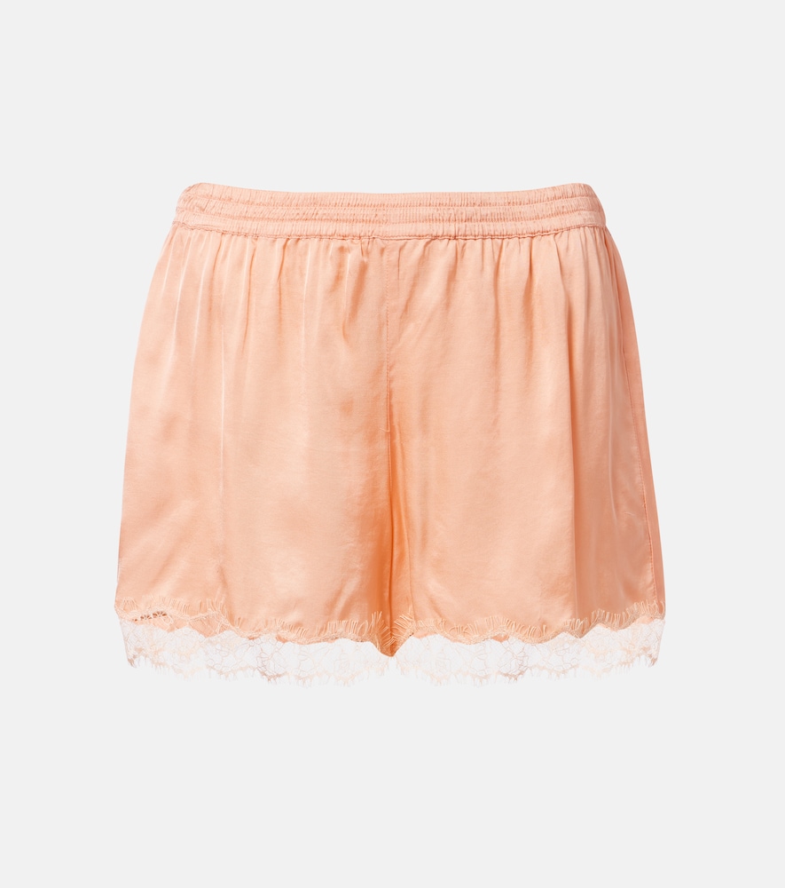 Poupette St Barth Doris lace-trimmed satin shorts