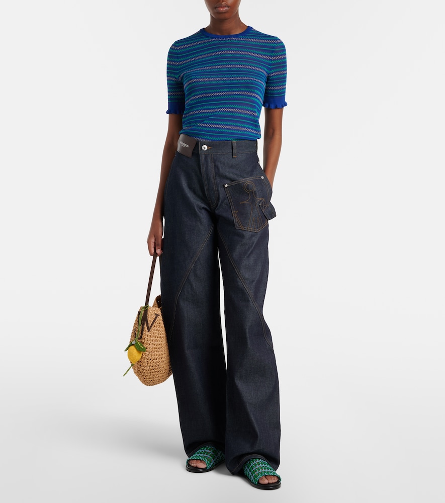 JW Anderson Striped cotton-blend T-shirt