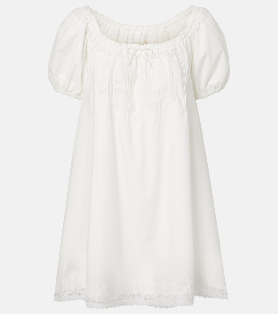 Faithfull Galle Lace Trimmed Cotton Minidress