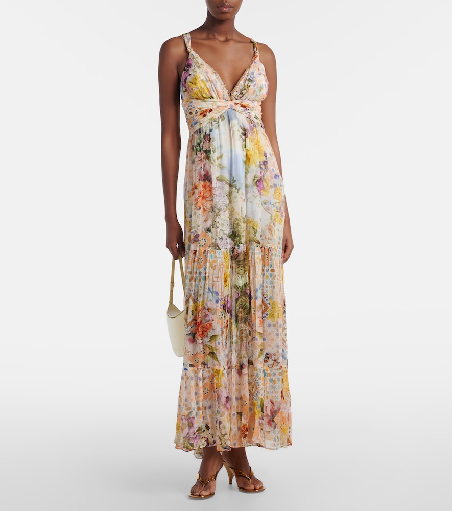 Camilla Embellished floral silk maxi dress