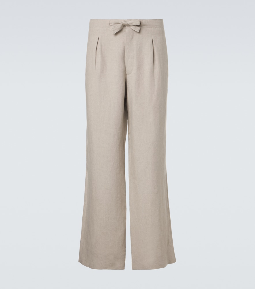 Stòffa Linen Straight Pants In Animal Print