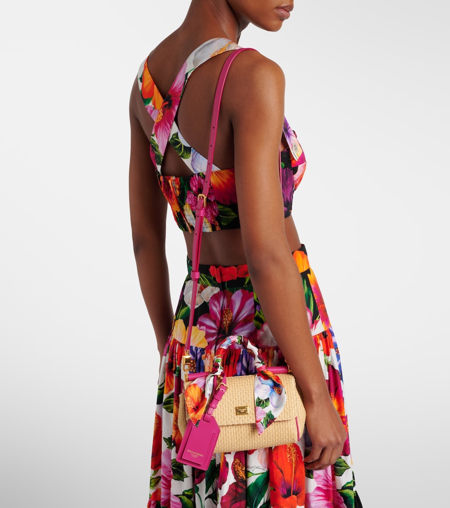 Dolce & Gabbana Sicily Small raffia-effect top-handle bag