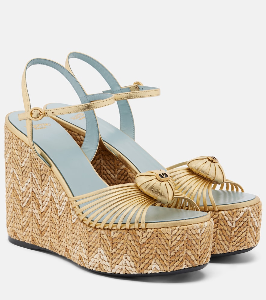 Valentino Garavani Caur Royal leather espadrille wedges