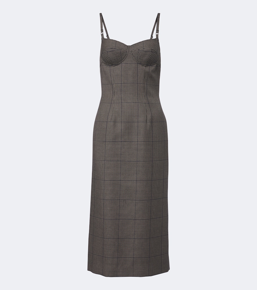 Abito midi in lana pied-de-poule