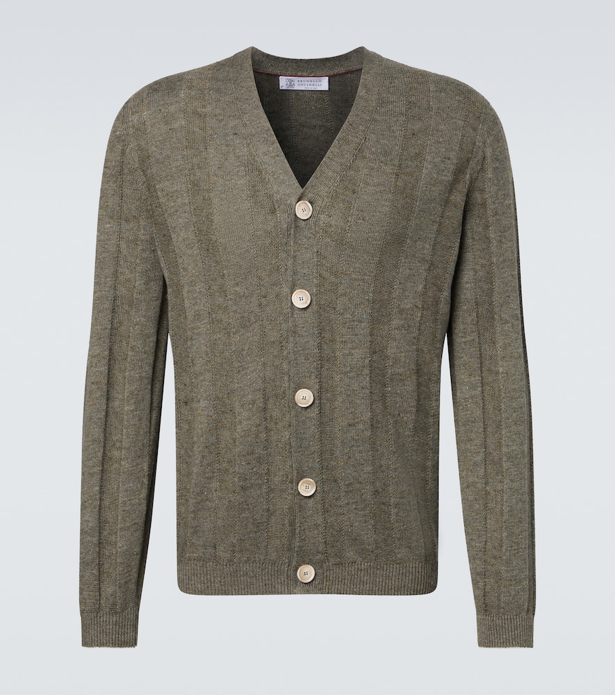 Brunello Cucinelli Men's Green Linen And Cotton Cardigan UK Size 38 - Mytheresa