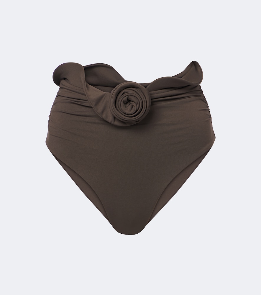 Slip bikini con applicazioni floreali