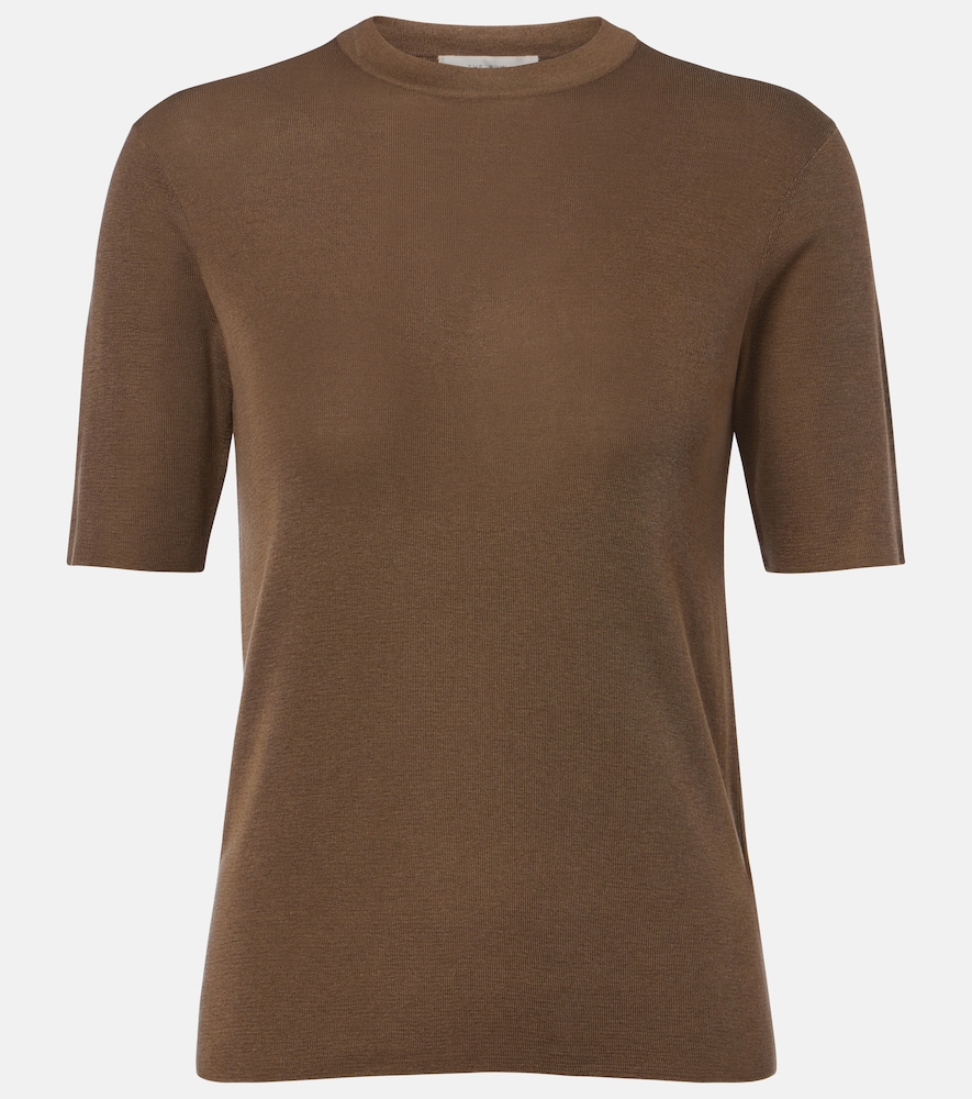 The Row Women's Brown Ozzi Silk-Blend T-Shirt UK Size 12 - Mytheresa