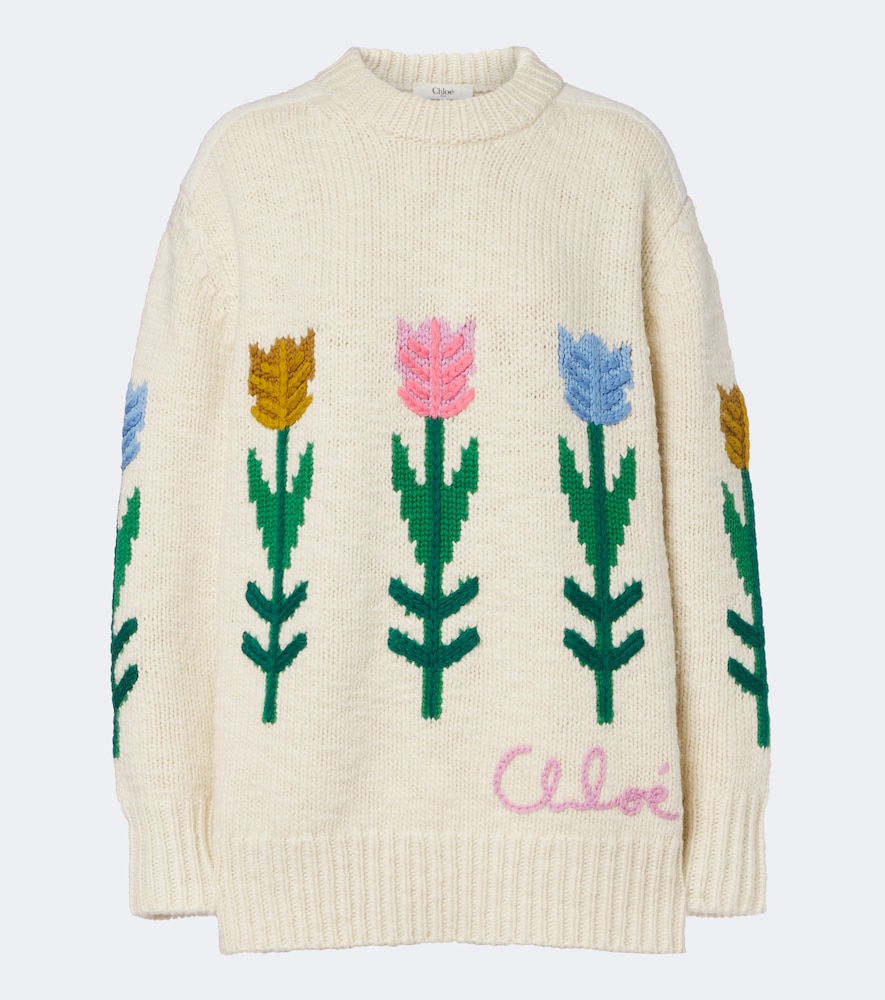 Chloé Floral Intarsia Oversized Sweater