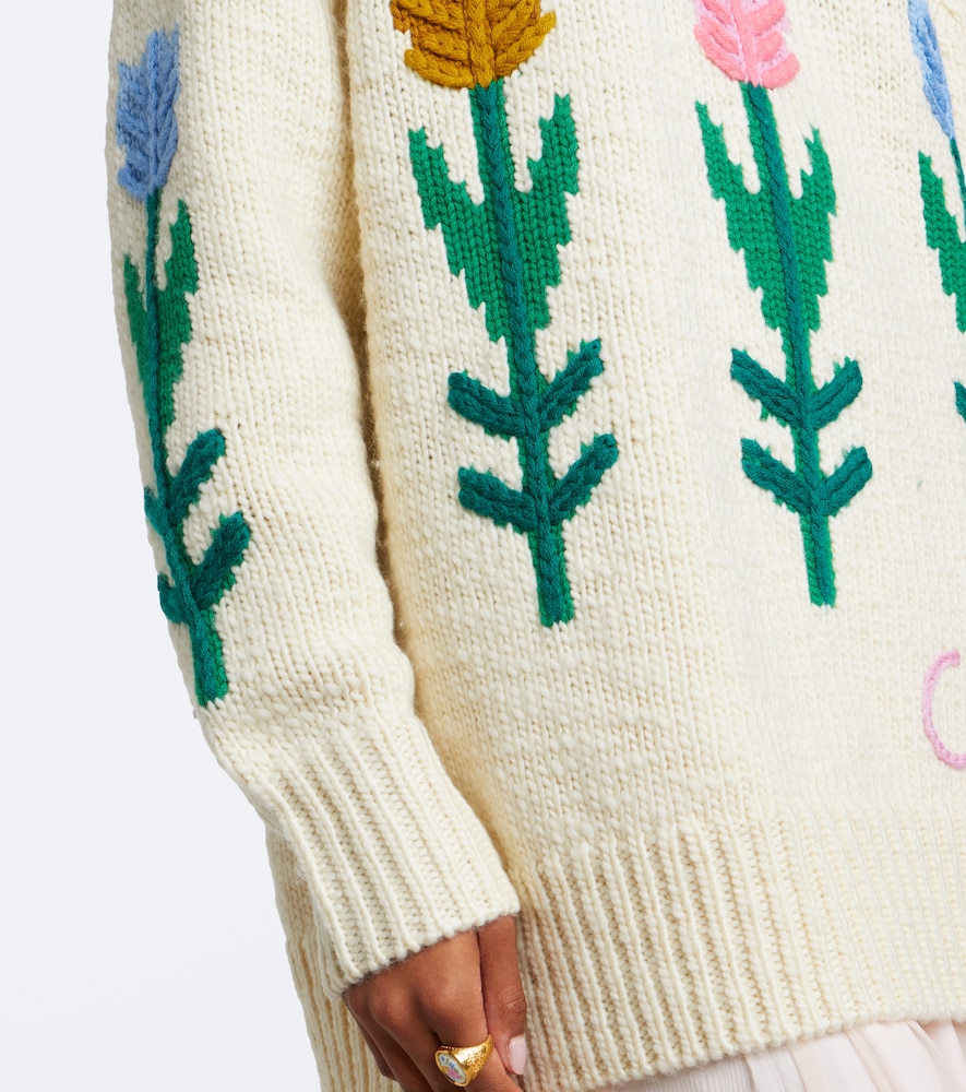 Chloé Floral Intarsia Oversized Sweater